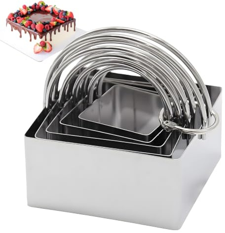 Pelriox 5 Stück Quadratische Ausstechform, Ausstechform Eckig, Ausstechformen Eckig, Backformen für Kuchen Kekse Sandwiches Knödeln