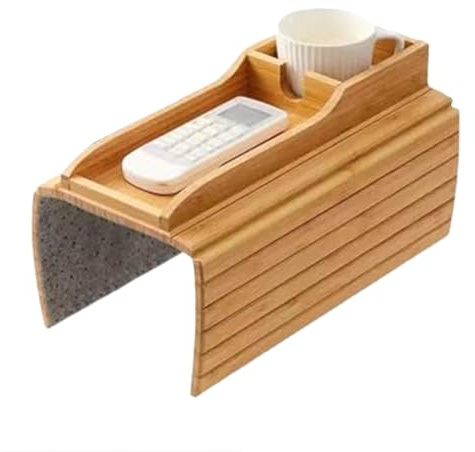Generisch Bandeja con soporte para bebidas para sofá, mesa para reposabrazos con diseño estable, ahorra espacio, sala de estar, dormitorio, organizador de sofá, bandeja para el brazo, uso de