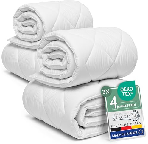 Beautissu 2er Set 4 Jahreszeiten Bettdecke trennbare Allergiker Steppdecke | 135x200cm leichte Sommerdecke 500g warme Winterdecke 800g zusammengeknöpft Ganzjahresdecke atmungsaktiv JD Duo BeauNuit JD