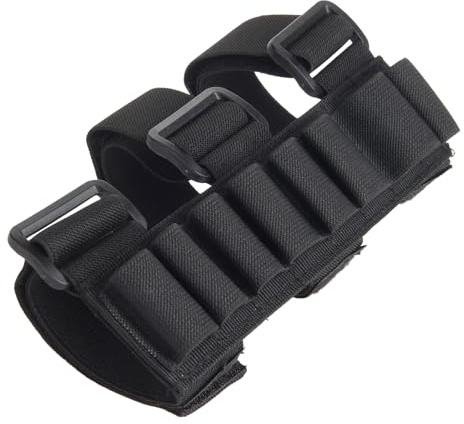 Portacartucce da 8 Colpi con Calcio Arrotondato, Fascia da Braccio Regolabile per Cartucce da Fucile, per Cacciatori Che Utilizzano Calibri 12 e 20 E per Il Tiro Tattico(Black)