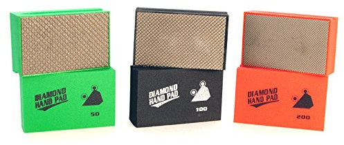 Diamant Handschleifpad, Schleifschwamm Körnung 50, 100, 200 / 3er Set