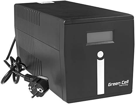 Green Cell® SAI Sistema de alimentación ininterrumpida UPS Potencia 1000VA (600W) 230V Fuente de alimentación Continua Line Interactive senoidal AVR USB/RJ45 2X Schuko 2X IEC Tomas con Pantalla LCD