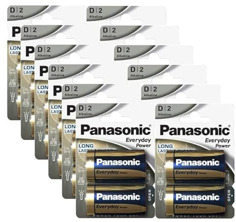 Panasonic Batterie alcaline EVERYDAY Power Torche D, LR20, 1,5 V Lot de 24 ampoules (2 x 12)