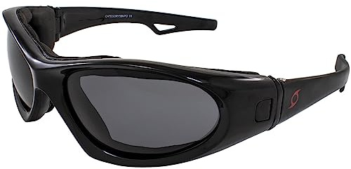Hurricane Eyewear Kategorie 5 Jet Ski Wassersport Schwimmbrille austauschbar von Sonnenbrille zu Brille, schwarzer Rahmen mit polarisiertem Rauchglas