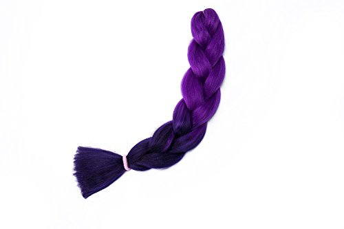 SEGO Treccine Africane Afro Extension Capelli Sintetici Intrecciati per Treccia Finta Braids Hair Trecce Lunghe 60cm 1 Ciocca Crochet 100g - Viola/Viola Scuro