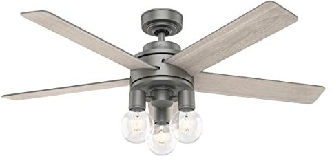 Hunter Hardwick Indoor Ceiling Fan with LED Lights and Remote Control, 52, Matte Silver