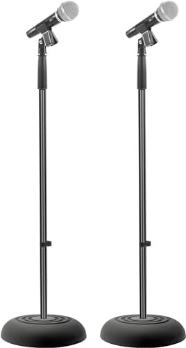 Pyle Pied de Micro Universelle à Base Compact - Hauteur Réglable de 85 cm à 152 cm- Support de Micro avec Sol Robuste - Léger pour Studio avec Adaptateur de Microphone Standard - Paire