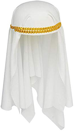 PRETYZOOM Araber Hut Kopftuch Kopfbedeckung mit Goldener Rand Halloween Araber Kostüm Scheich für Party Cosplay Requisiten (Weiß)