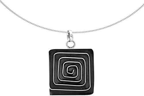 Ciondolo a forma di Laberinto cuadrado, con catenina da 45 cm, realizzato a mano in Messico, in argento Sterling 925