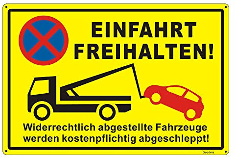 Goodvia Einfahrt Freihalten Schild Metall 45 * 30 cm - Schild Parken Verboten Einfahrt Freihalten Aluminium - Einfahrt Freihalten Schilder mit Löchern, Reflektierend und Wasserdicht
