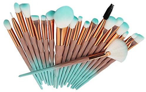 Makeupborstset 20 nylonfibrer diamantfasetterade handtag skönhetsverktyg ögonskugga ögonbryn ögonfrans läppborste set bärbar borste (A)