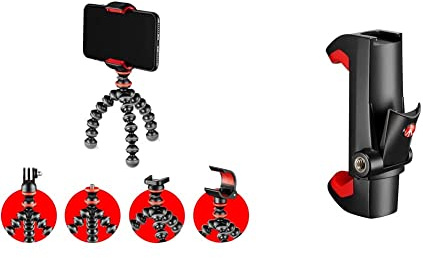 JOBY GorillaPod Starter Kit, Vielseitiges Flexibles Mini-Stativ mit Universeller Smartphone-Klemme, GoPro-Halterung, Taschenlampenhalterung & Manfrotto - Smartphone Halterung, Pro Version