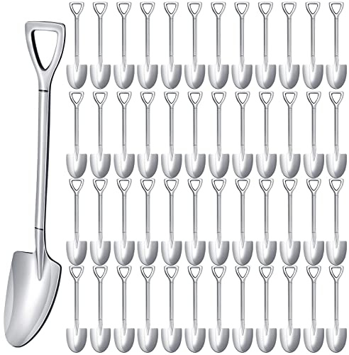 Zhehao 100 Pcs Shovel Spoons 6.1 Inch Stainless Steel Spoon Reusable Dessert Spoon for Ice Cream Fruit Coffee Home Restaurant Kitchen, Silver