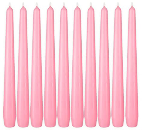 BRUBAKER Premium Spitzkerzen Rosa - 10 Stück - bis zu 7,5 Stunden Brenndauer pro Kerze - 24 cm Tafelkerzen Set für Kerzenständer und Kronleuchter - Leuchterkerzen Halterkerzen