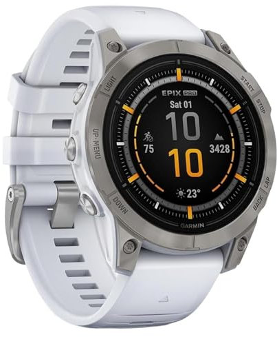 Garmin Smartwatch Epix Pro (Gen 2) Sapphire Edition con cinturino in silicone, cassa 47 mm, bianco