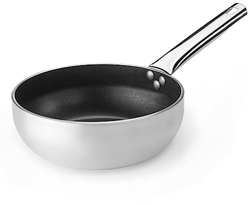 SKK kleine Gastro Sauteuse Ø 20 cm - hoher Alu Stieltopf mit Antihaft - ohne Induktion für Gastronomie, Restaurants oder Großküchen