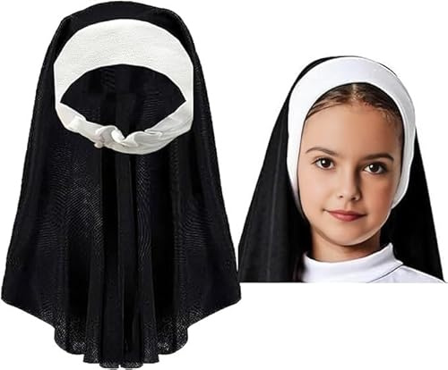 Fartoni Nonnenhaube Für Nonnen Kostüm Für Mädchen Oder Frauen. Nonnen-Halloween-Kostümzubehör. Nonne Hat Terror Oder Angst. Nonnenkostümschleier Für Herren. Halloween-Kostümzubehör.