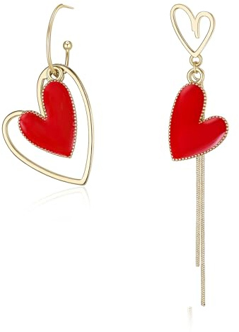 EVER FAITH Asymmetrische Ohrringe Herz Tropfen mismatched earrings