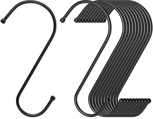 RELBRO Große S-Haken, 15,2 cm, Metall, hängende Pflanzenhaken, wendbar, strapazierfähig, schwarz, 12 Stück