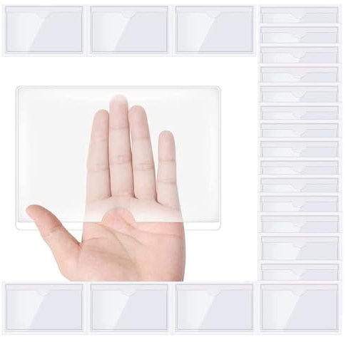 30 Stück Transparent Scheckkartenhülle Selbstklebend, Wasserfest Kartenhülle Etiketten Halter, Visitenkartenhüllen Kleben Sichthüllen in 18 Größen, für Büro Organisieren und Sor(Size:(A6)16 * 11CM)