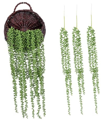 LIFKOME 4stücke Künstliche Sukkulente Aus Rattan Wanddekoration Künstliche Hängepflanzen Sukkulenten-DIY-Ornamente Simulierte Pflanzen-Rattan-Dekoration Heimdekor-Requisite Szenen-Layout-r