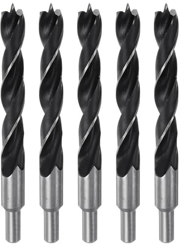 HARFINGTON Brad Point Bohrer 20 mm Durchmesser, gerader runder Schaft, metrischer Spiralbohrer für Weichholz, Hartholz, Sperrholz, Kunststoff, Gummi, Schwarz, 5 Stück