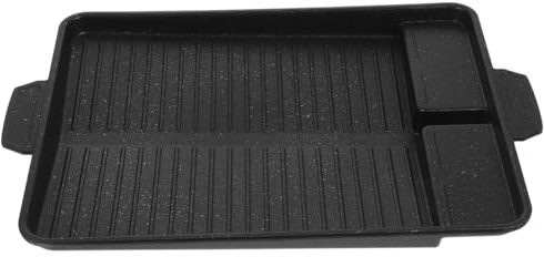 Ciieeo Poêle Rectangulaire Antiadhésive 14.57 X 10.24 X 1.57 Pouces Avec Guide D'Huile Revêtement Alimentaire Pour Barbecue Camping Extérieur Et Cuisine À Domicile