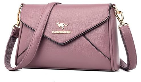 YEAMKE Damentasche Stitching Ein-Schulter-Umhängetasche für Damen Weiche Ledertasche, lila, 23 * 8 * 16 cm