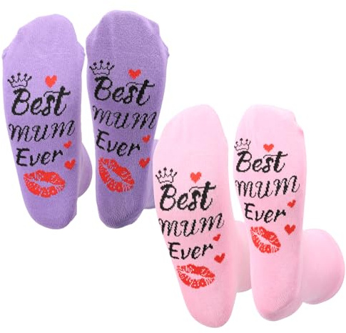 HONMOK 2 paia di calzini regalo per mamma, donna, lei, coppia, Calzini Best Mum, L