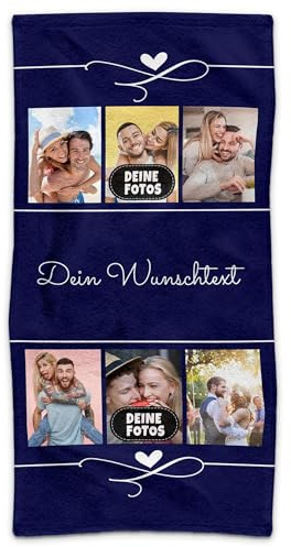 Print Royal PR Handtuch personalisiert mit Foto und Wunschtext - Personalisiertes Handtuch Bedrucken - Individuelles Fotogeschenk für Freunde und Familie | 100 x 50 cm, blau