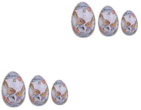 Gatuida 6pcs Easter Egg-shaped Box Adornment Tinplate Case for Easter Candy Party Decor
