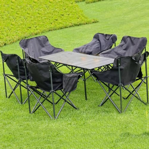 Outdoor-Campingstuhl-Set mit aufrollbaren Campingtischen aus Kohlenstoffstahl, klappbaren Strand-Picknicktischen, tragbaren ultraleichten Wanderstühlen für den Hinterhof im Freien, Tailgating