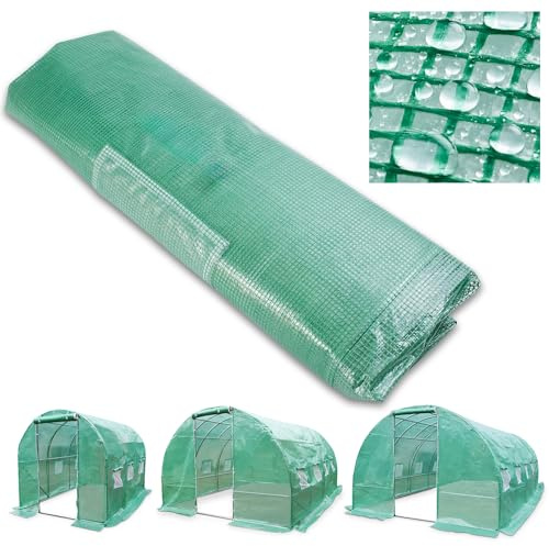 TOM Gewächshaus Ersatzfolie – UV beständige Gewächshausfolie – Winterfest, wetterfest, wasserdicht – Gitterfolie transparent grün – Folie für Tomatengewächshaus (Grün, 200x300 cm)