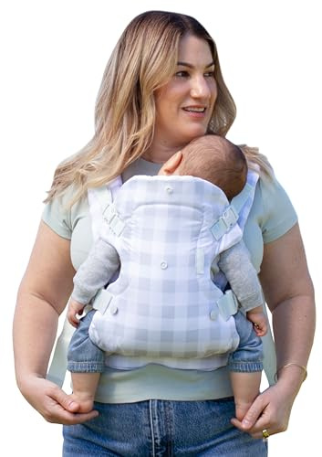 Infantino Marsupio Neonato 4-in-1 Flip Advanced, Marsupio Ergonomico e Convertibile, Trasporto Frontale e Dorsale, Cinghie Regolabili per Bambini da 3,6 a 14,5 kg, Gingham