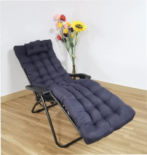 REINO MANSIDI Cojín Tumbona 180x55x6cm Reclinable con Almohada Reposacabeza, Colores Lisos. Colchoneta Tumbona Exterior con Relleno de Fibra Hueca. (Gris Oscuro)
