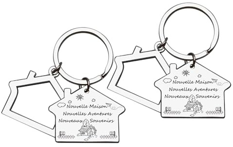 YJYJZX 2Pcs Nouvelle Maison Porte-clés,Couple porte-clés,Cadeau Nouvelle Maison Porte cles,Cadeau Pendaison Crémaillère,Cadeaux Réchauffants,pour la Maison/Cadeau Amour de Pendaison de Crémaillère