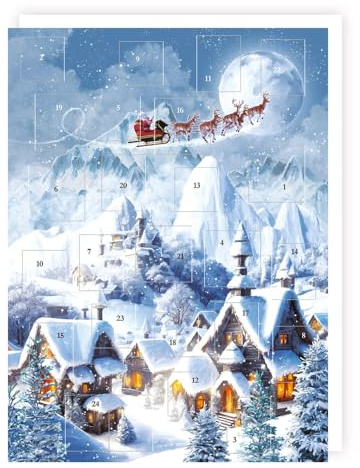 Traditional Advent Calendar - Santa Over the Village - No Chocolate