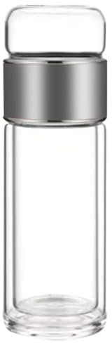 Vaso infusor de té, taza infusora de té a prueba de fugas, taza de té de viaje de vidrio de doble pared con filtro de acero inoxidable, botella infusora de té a prueba de fugas