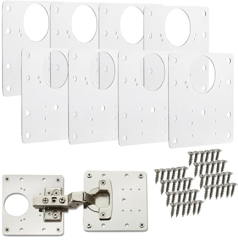 SOTECH 8 x Topfband Reparaturplatten Edelstahl 90 x 90 x 0,53 mm Ø35 mm | Reparaturset für Topfbänder mit Schrankscharnier Topfscharnier