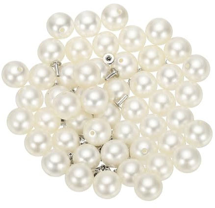 PATIKIL Perle da 10mm per Abbigliamento, 100 Set di Punte di Perle per Abiti Perle Finte Punte in Pelle Rivetti Pulsanti Tondi in Plastica ABS per la Realizzazione di Giacche, Bianco