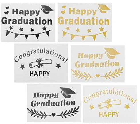 VICASKY 6 adesivi di laurea, per feste di laurea, palloncini, chiusura a palloncini, in plastica, colore nero