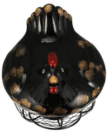 HOMOBABE 1 Stück Eierkorb für den einzug kühlkorb einkaufskorb geschenkkörbchen gemüsekorb Huhn Weiß Henne Eierhalter Arbeitsplatte Korb für Hühnereihalter Abdeckung Keramik Black