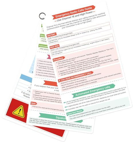 OCQOTAT Quick Guide for VHF Marine Radio-Heavy Plastic Card,Handy Boating Must Haves,Boat Accessories,Safety Kit Reference,Pontoon&Sailboat Gear and Essentials,Perfect Sailing Gifts for Men,with Ring