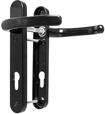 TSS UPVC Door Handle Set, 92mm PZ (Centres), Lever/Lever, Screw to Screw 122mm with Backplate 212mm x 34mm - Replacement PVC Door Handle (Black)