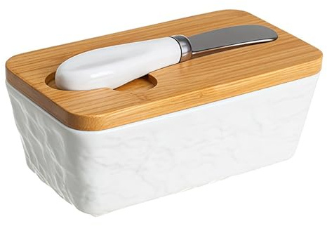 Beurrier avec couvercle et couteau pour comptoir, porte-beurre en céramique de couleur unie