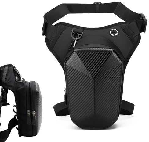 Beintasche Motorrad Wasserdicht, Oberschenkeltasche für Herren & Damen, Verstellbarer Hüft- & Beinriemen Leichte für Radfahren, Laufen, Camping, Motorrad Schwarz
