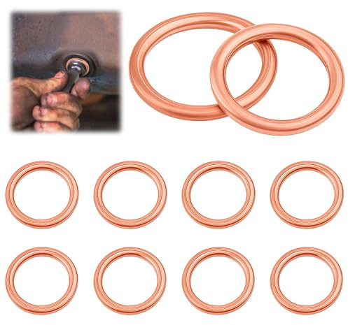 10 Rondelle Guarnizione Scarico Olio M16 x 22 x 2 mm, Rondelle Rame Per Coppa Olio Motore Auto, Ricambi Manutenzione Accessori, Compatibile con Peugeot, Servizio Veicolo