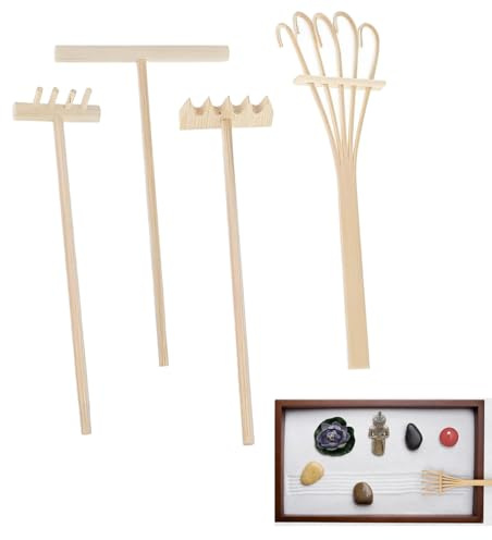 Mini Zen Sand Rakes, 4 Pack Zen Garden Accessories Tools DIY Sand Stamp Rakes for Home Office Decor