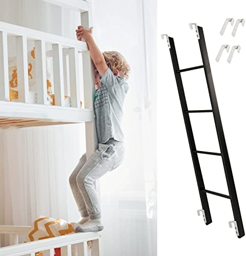 Escabeau réglable en métal robuste avec 4 crochets – Escabeau noir pour enfants et adultes 130 cm – Idéal pour les campeurs, dortoirs et usage domestique