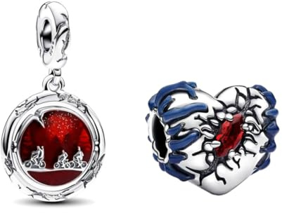Vegaine Rouge et Cœur Charme Pendenti Compatible avec les Bracelets et Colliers,Cadeau de la Fête des Mères Saint-Valentin